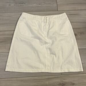 Tommy Hilfiger White Cotton A-Line Skirt Women’s Classic Preppy Size L